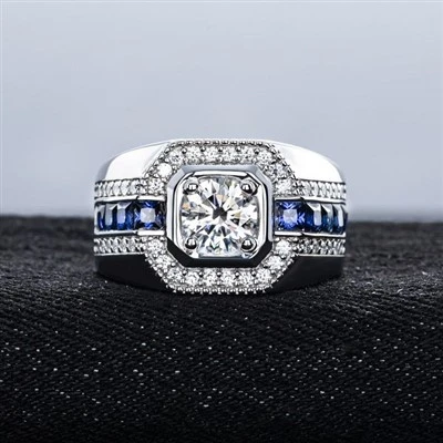 Mens D VVS1 Moissanite Lab Safir Nkatabo 925 Dwetɛ a Ɛyɛ Fɛ